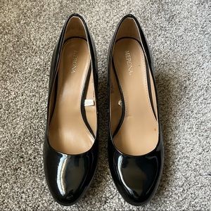 Black patent leather heels